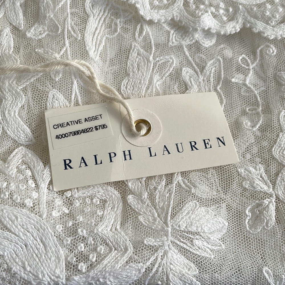 VINTAGE Ralph Lauren Hand-Embroidered Lace Scarf - Picture 2 of 5